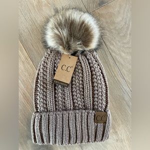NWT CC Beanie Taupe Adult One Size Lined